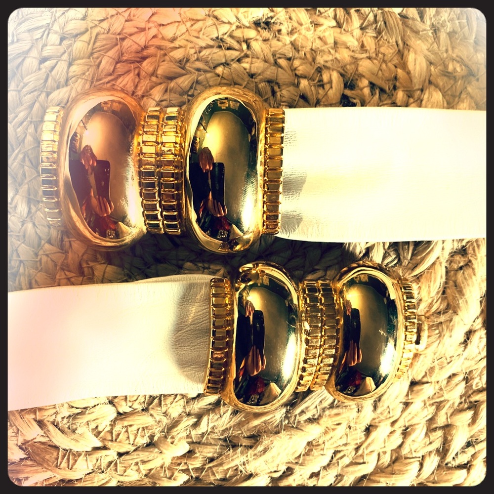 1980’s Leather Sash Belt—Gold Charm Buckle 36”